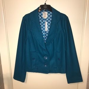 ModCloth Crop Teal Peacoat